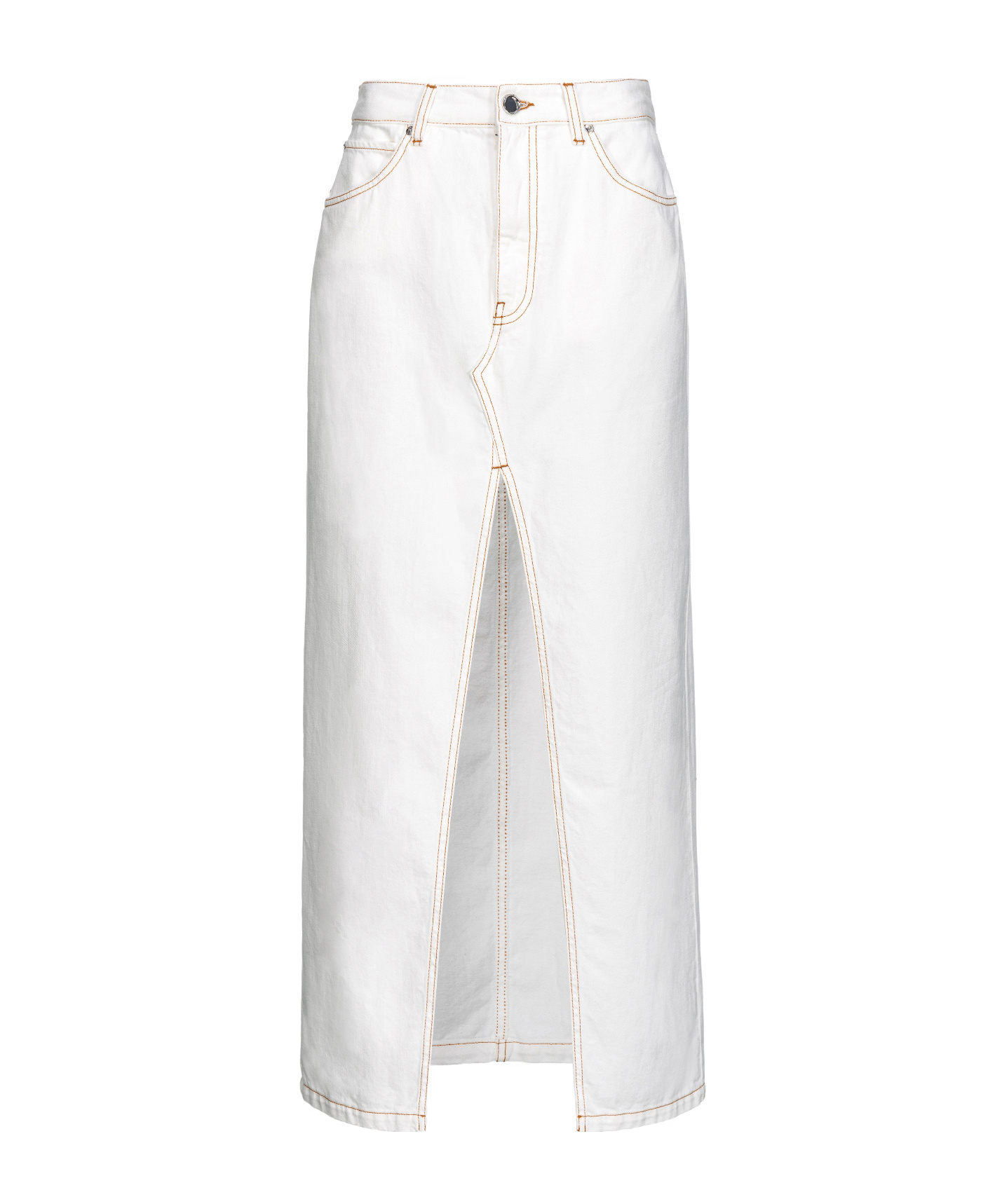 Pinko Embroidered Denim Skirt In White