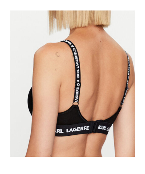 Shop Karl Lagerfeld Logo Padded Bra In Black
