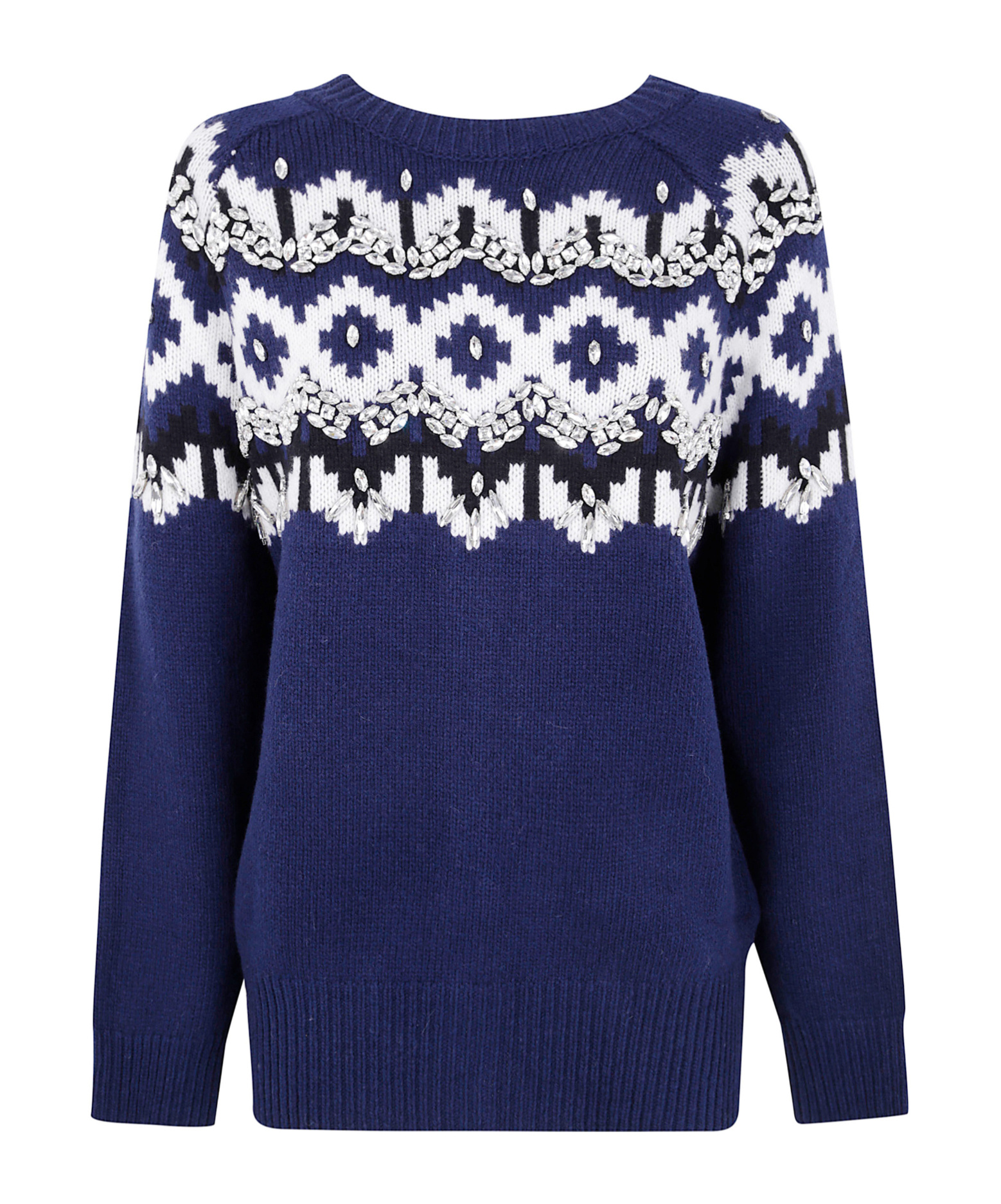 Blugirl Crystal-embellished Fairisle Cardigan In Blue