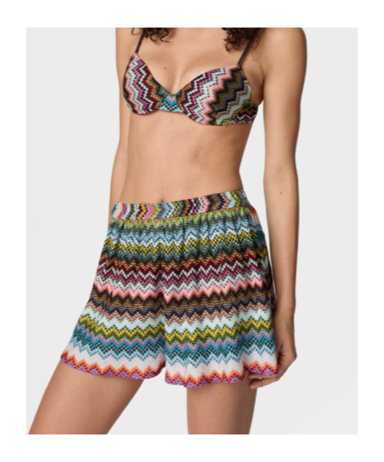 Missoni Textured Zigzag Shorts Elastic Waistband In Multi
