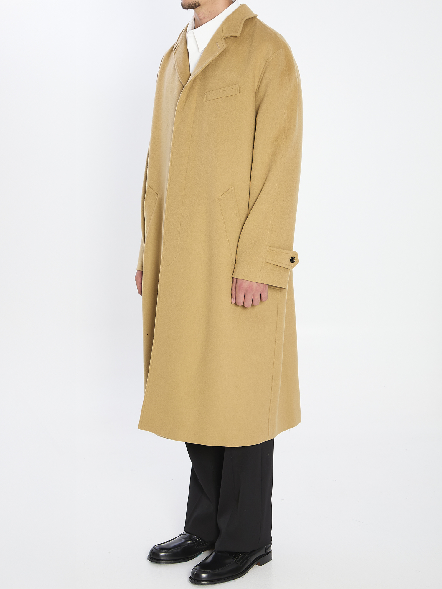 Celine Mac Coat In Wool Cloth In Neutral