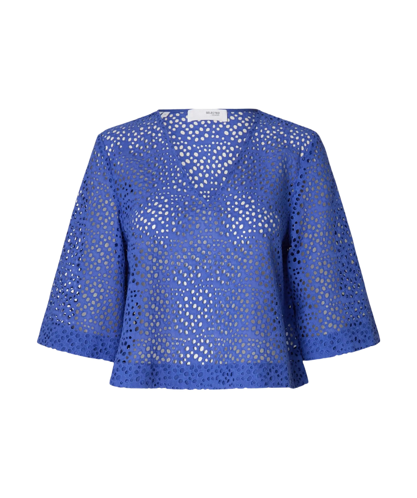 Selected English Embroidered Blouse In Blue