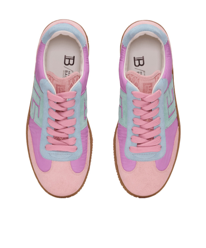 Balmain Swan Suede Rubber Sole Sneakers In Multi