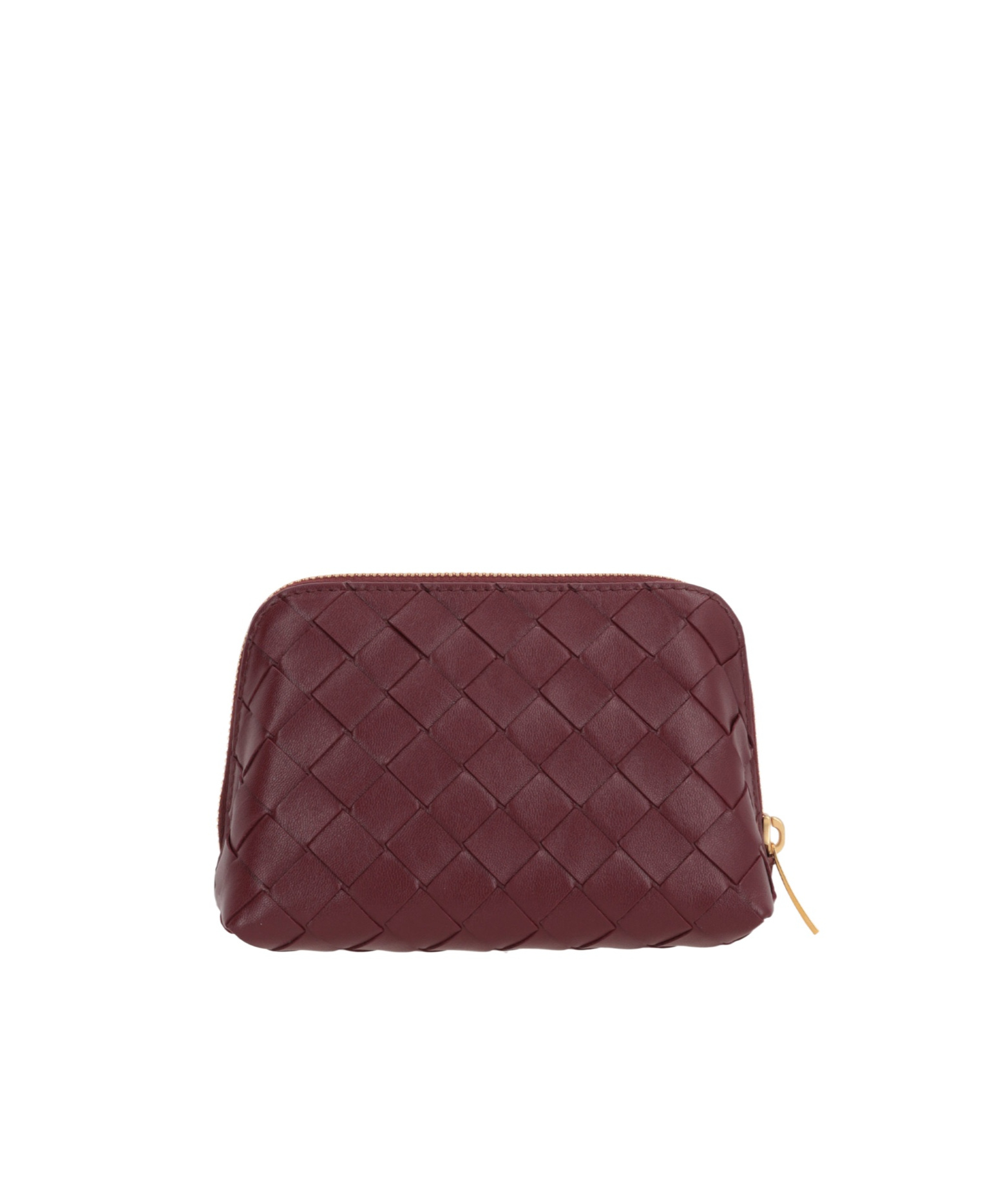Bottega Veneta Beauty Pouch Intrecciato Leather Make-up Bag In Red