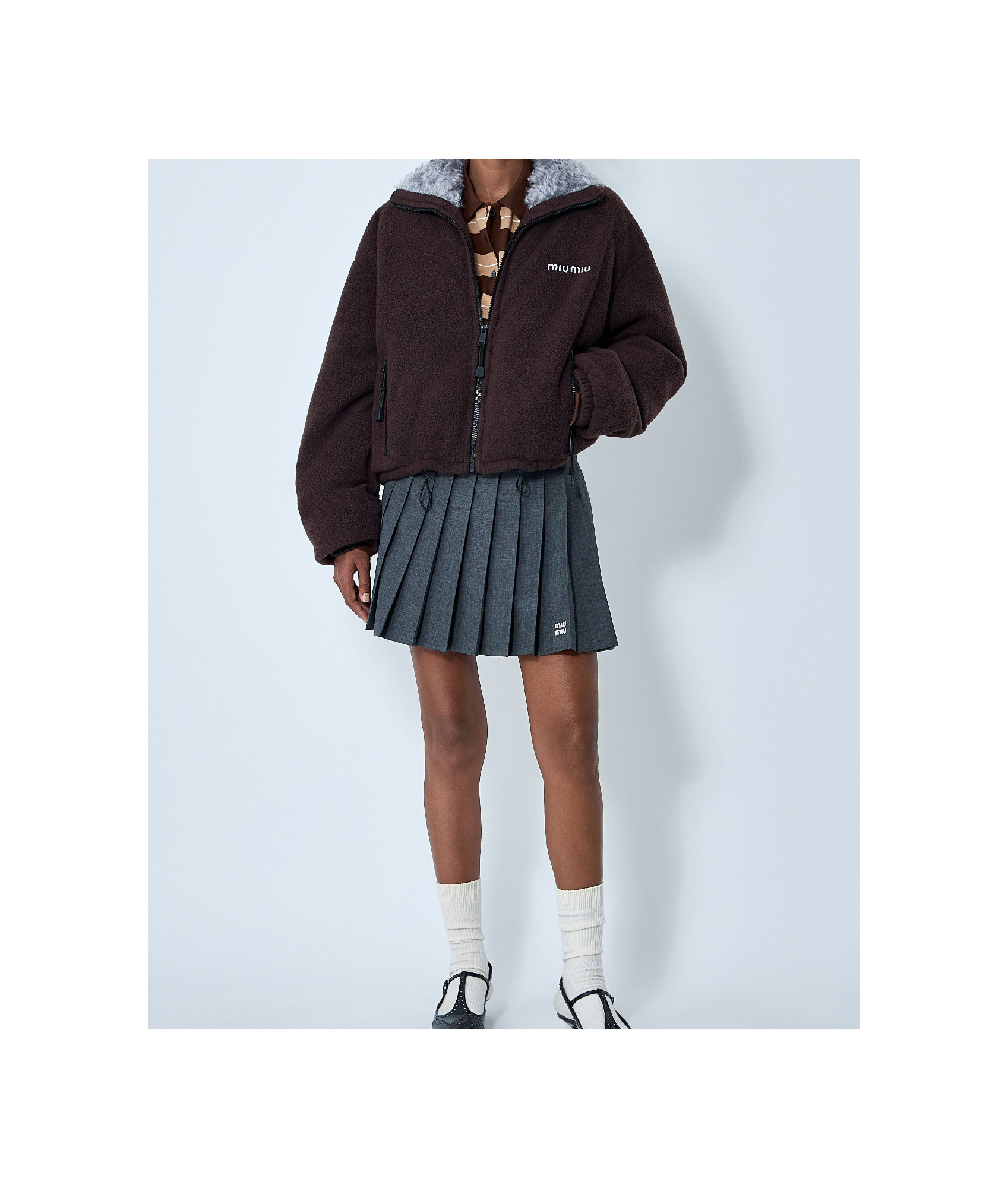 Miu Miu Women Zip-up Fleece Jacket In Black