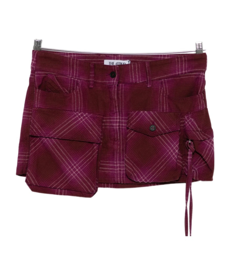 Attico Fay Cotton And Wool-blend Miniskirt In Burgundy