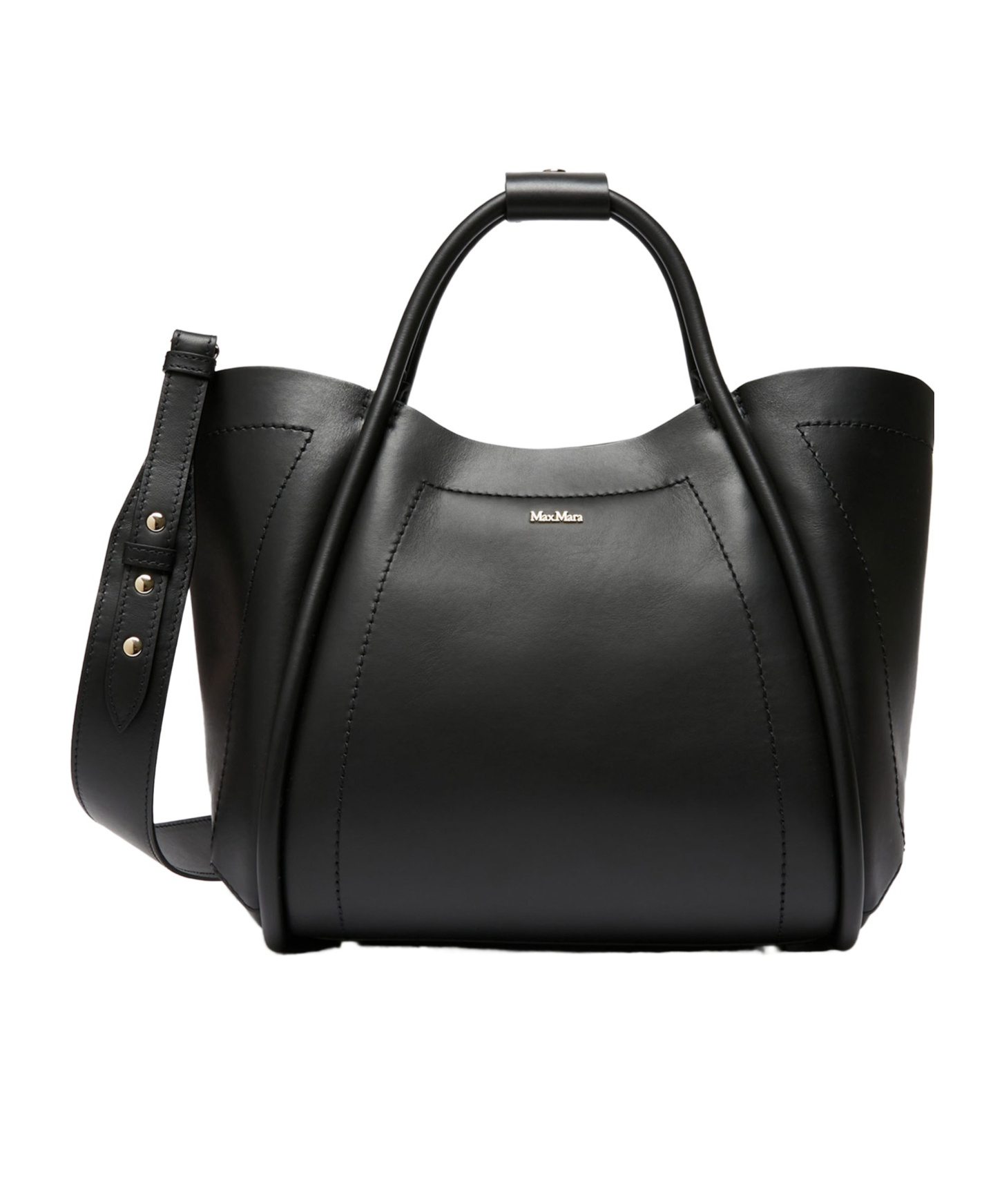Max Mara Extra Small Leather Marine Bag In Black