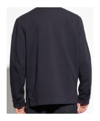 Moncler Long Sleeved Logo Patch Overshirt In Blue