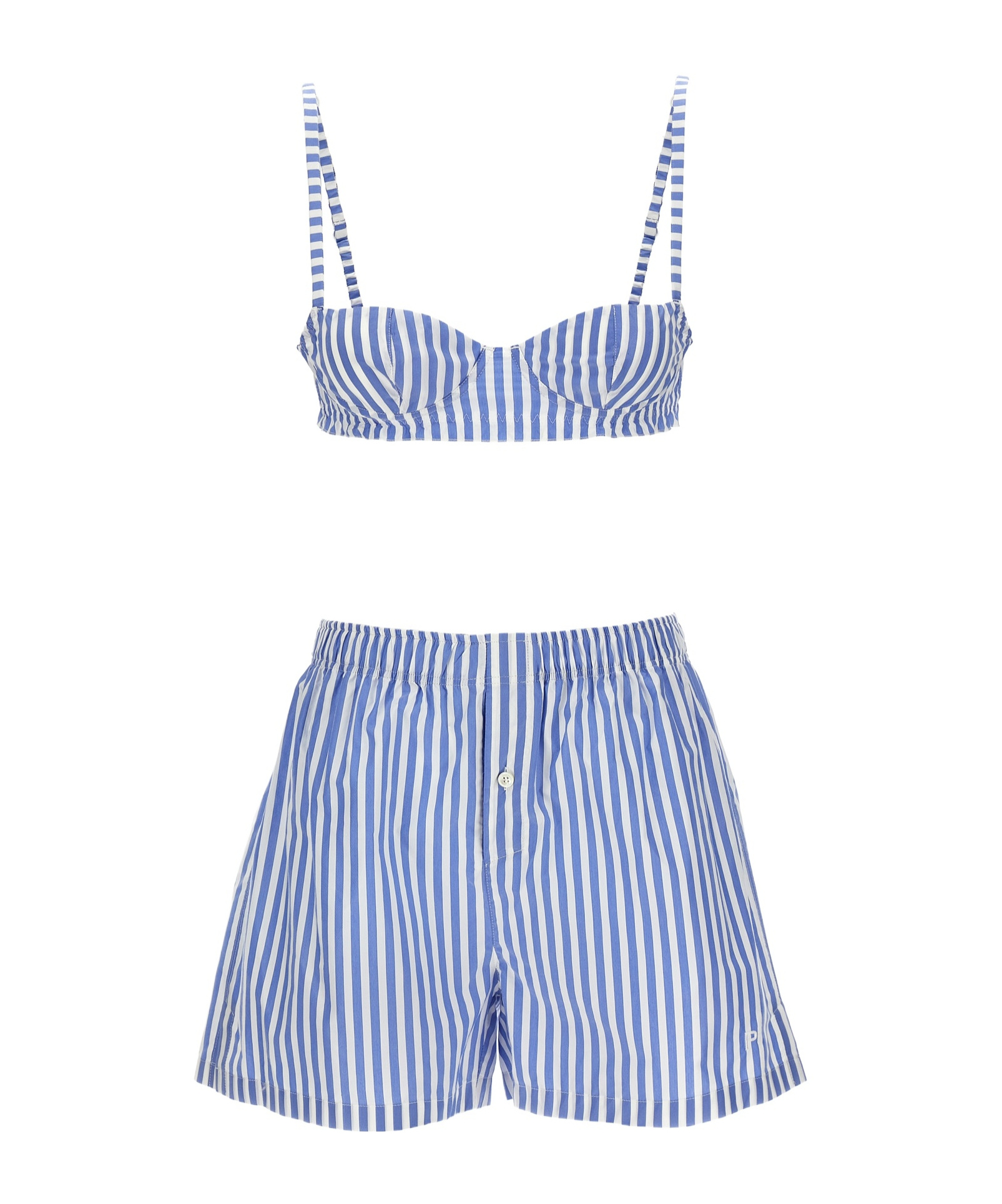 Shop Philosophy Di Lorenzo Serafini Striped Bra Short Set In Blue