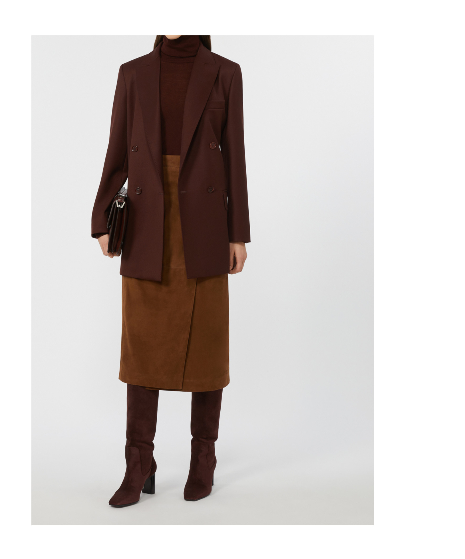 Max Mara Suede Pencil Skirt In Brown