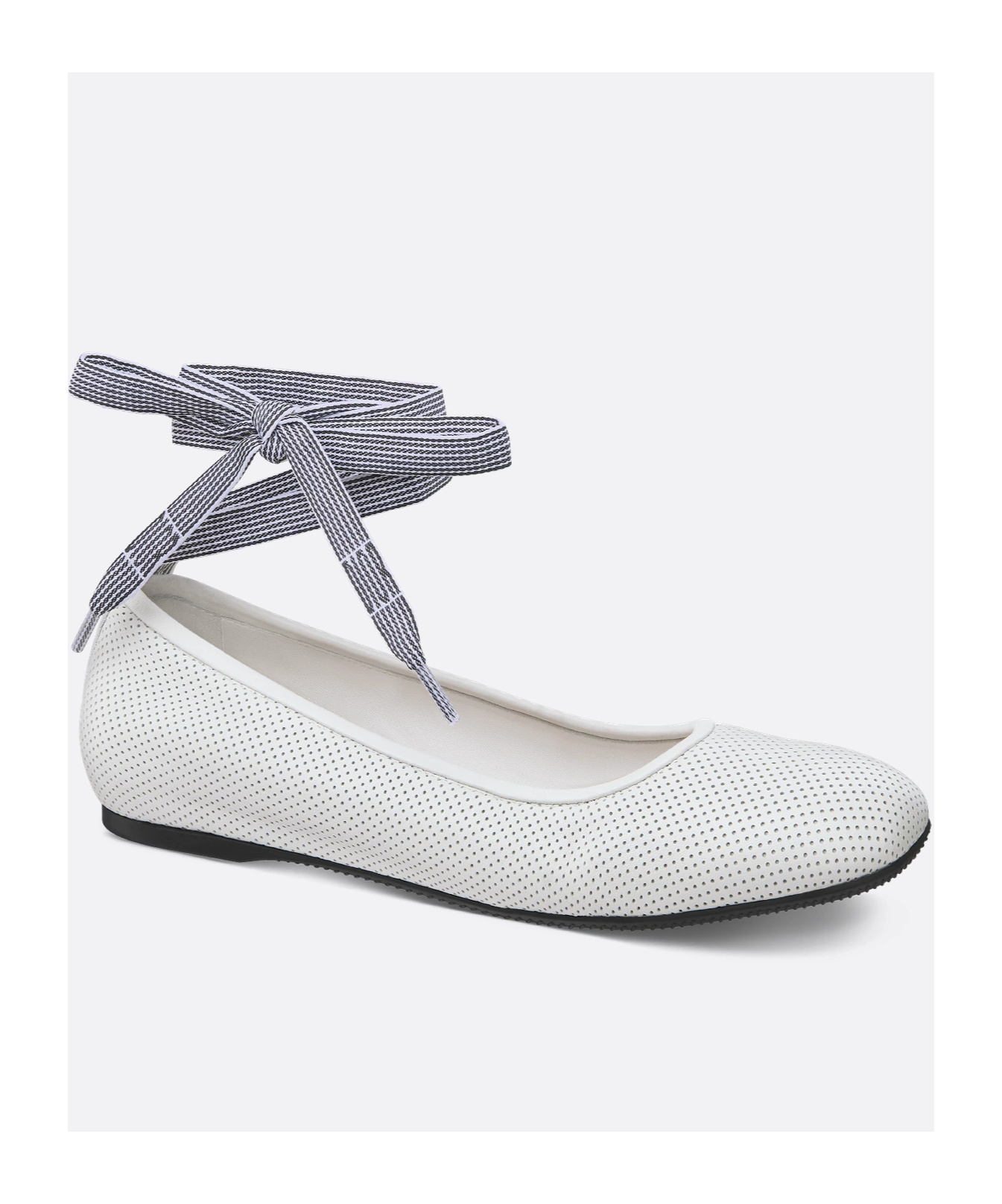 Dior D-journey Lace-up Ballet Flats In White