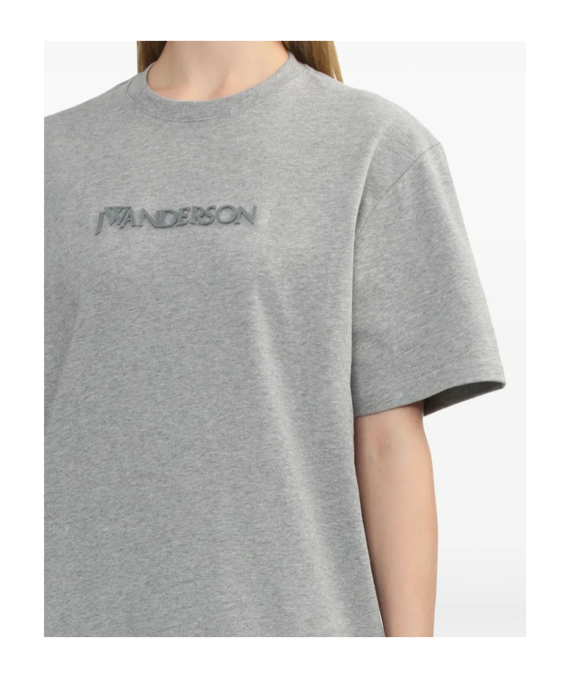 Jw Anderson Gray Flocked Logo T-shirt In Gray