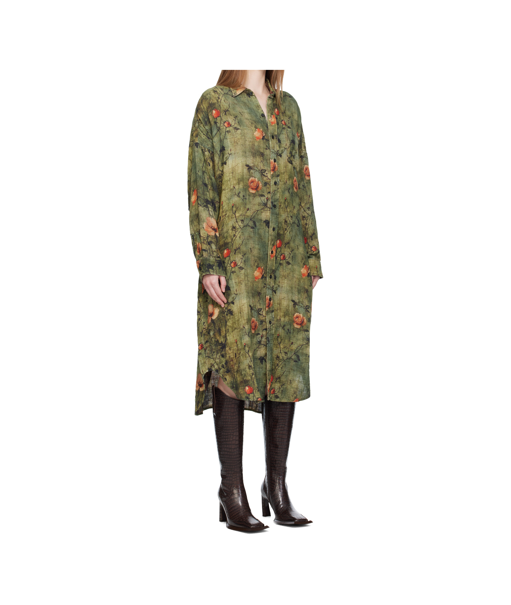 R13 Jumo Checkered Midi Dress In Green