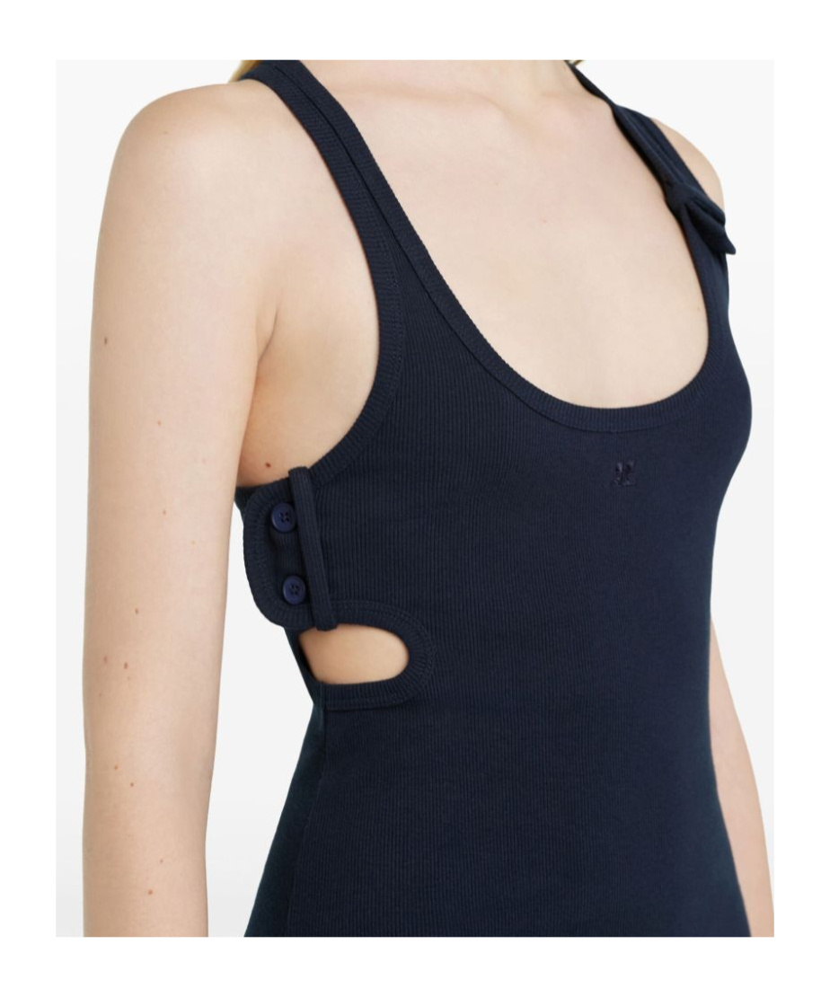 Courrèges Courreges Black Cotton Mini Dress In Black