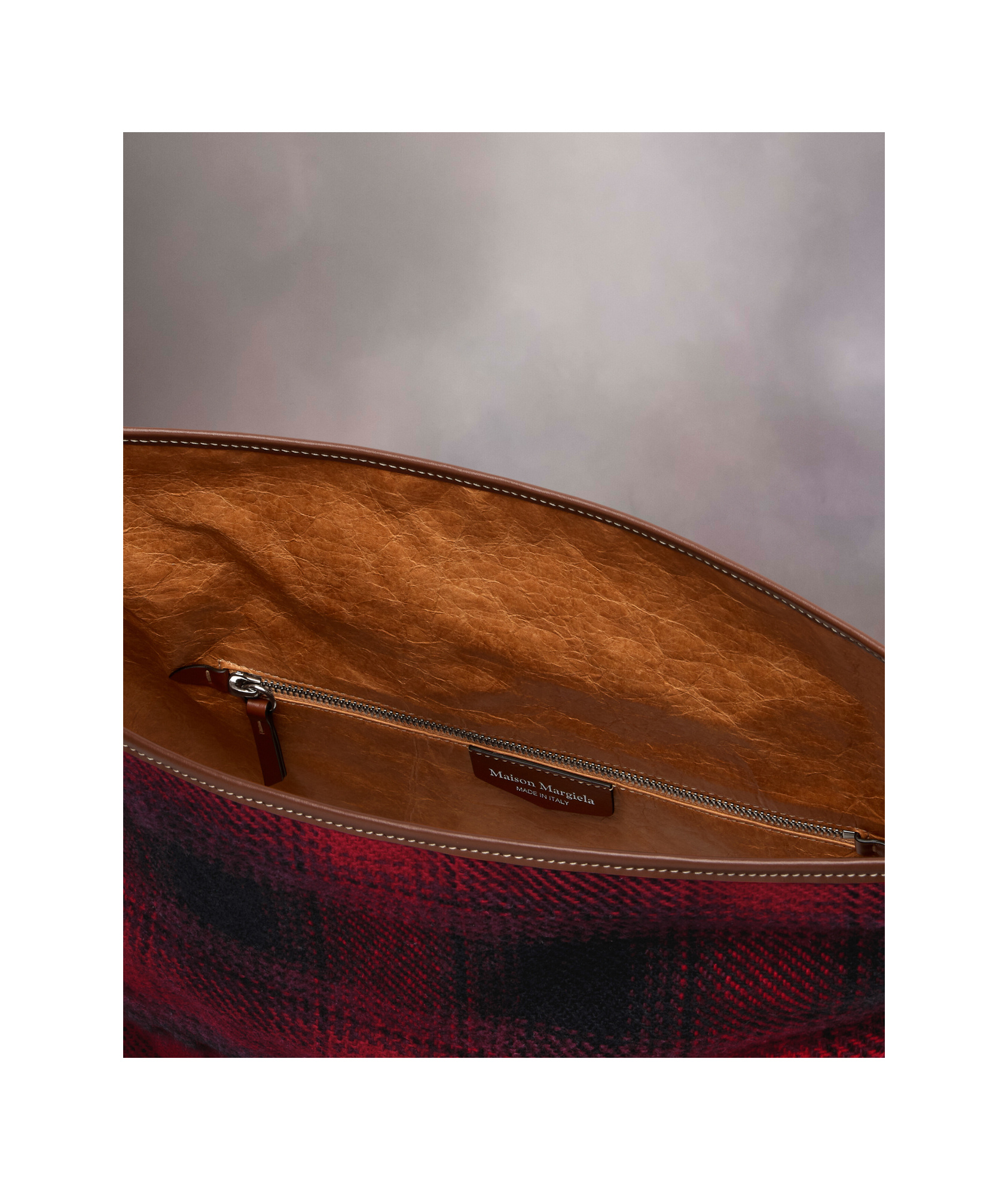 Maison Margiela Medium Paper Wool Shoulder Bag In Brown