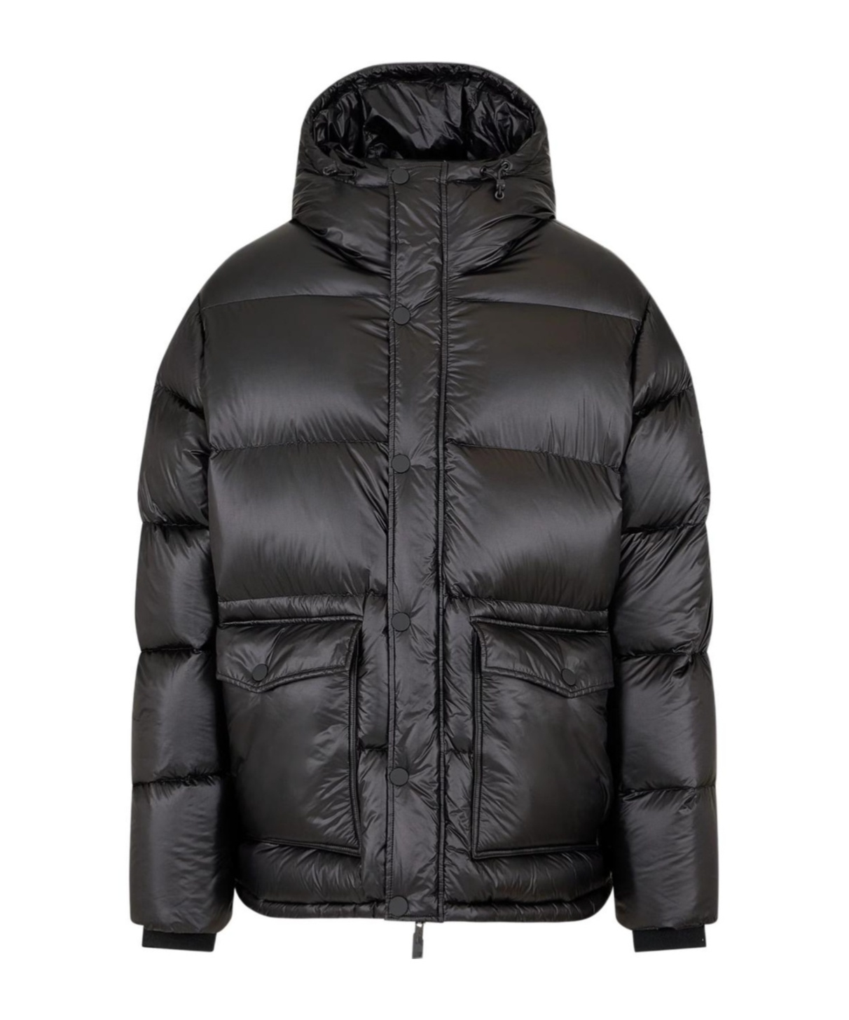 Ea7 Iridescent Nylon Down Jacket With Hood In Black