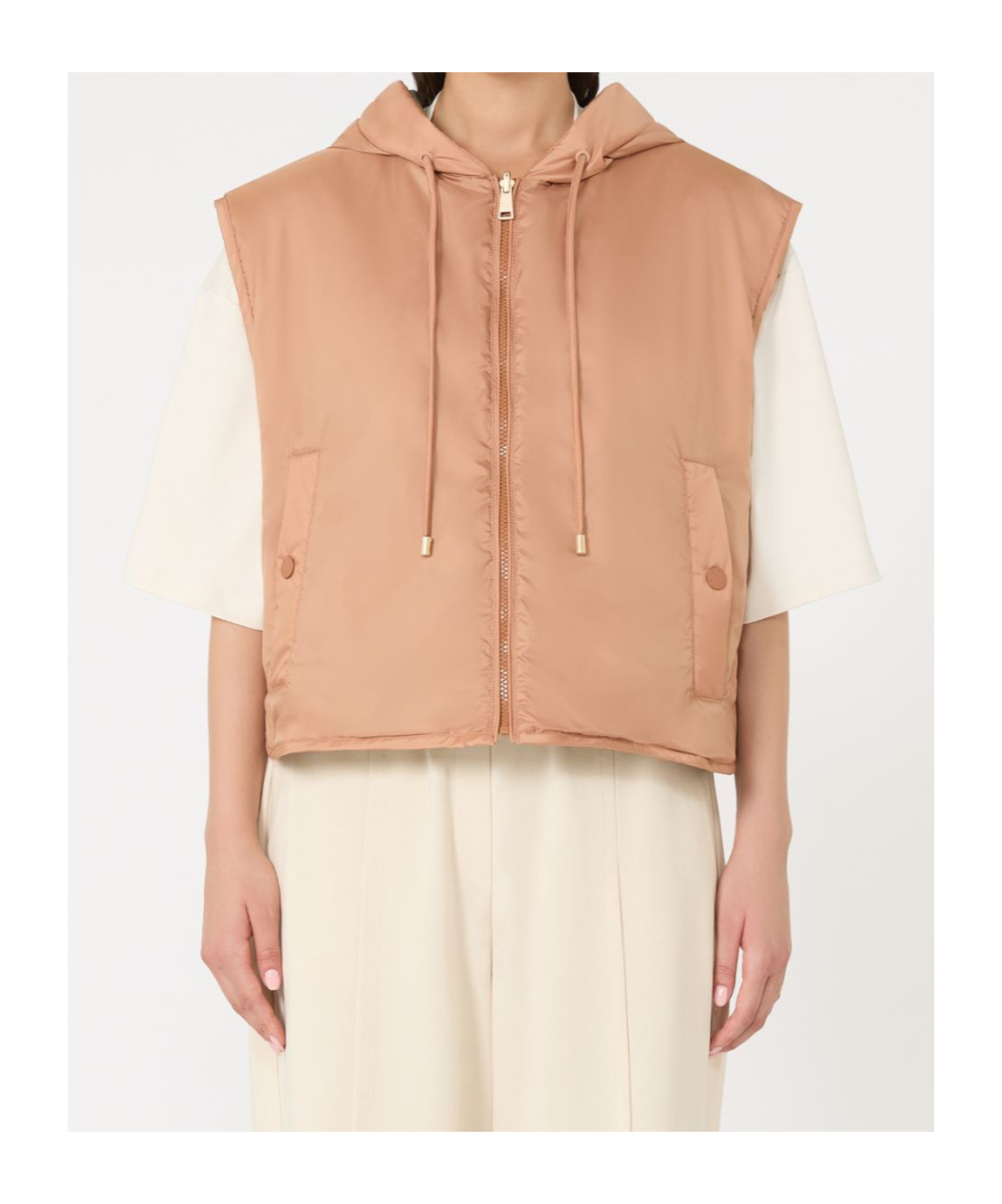 Weekend Max Mara Reversible Water-repellent Canvas Gilet In Brown