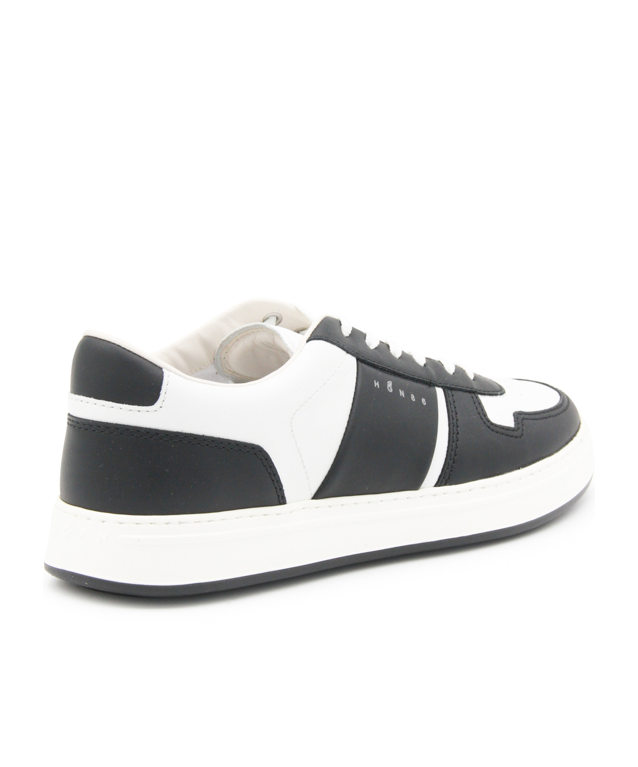 Hogan Round Toe Low Top Sneakers With Contrast Panels And Rubber Sole In Black