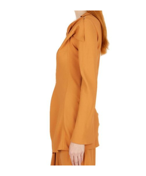 Kiko Kostadinov Long-sleeved Cut-out Front-slit Blouse In Orange