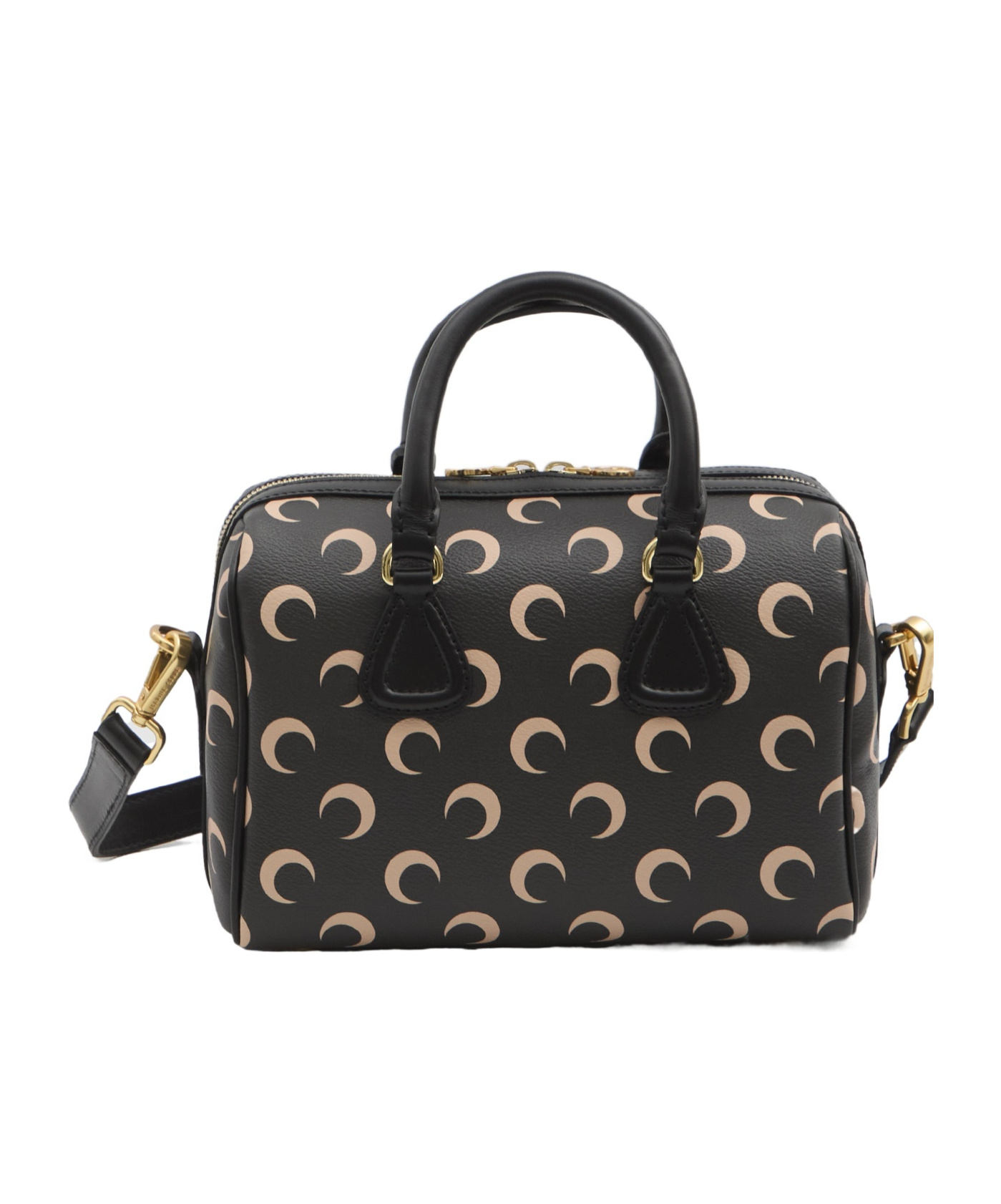 Shop Marine Serre Double Handle Shoulder Bag In Black
