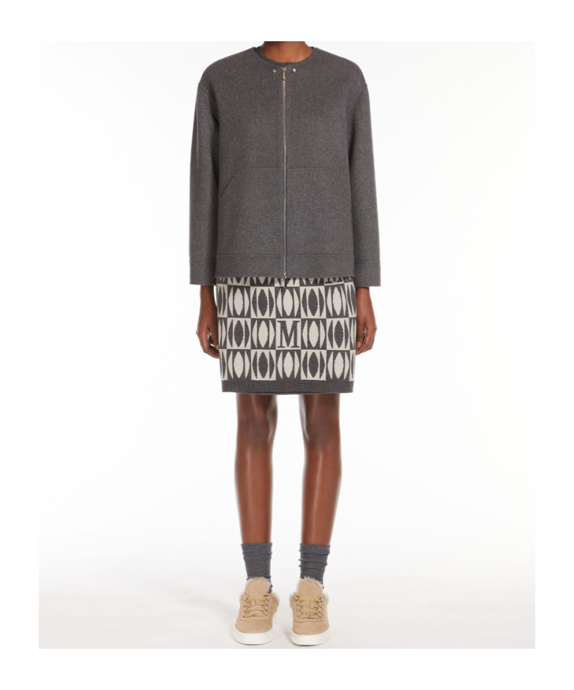 Shop Max Mara Zippered Wool Jacket In Black