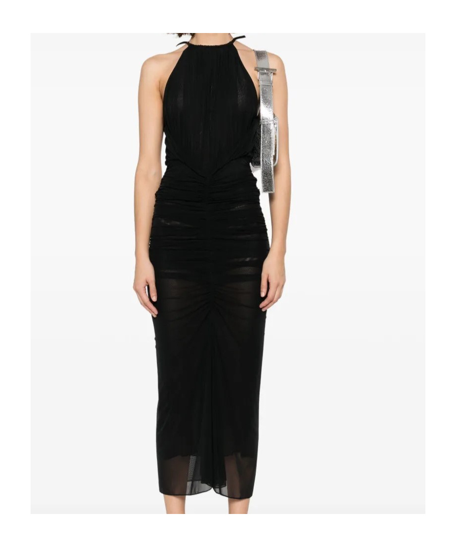 Mugler Ruched Maxi Dress In Black