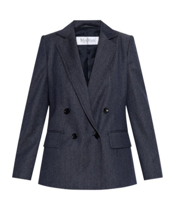 Max Mara Virgin Wool Double-breasted Blazer In Blue