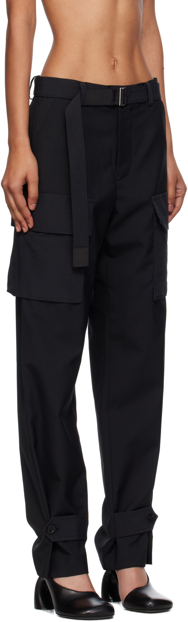Sacai Belt Loops Slacks In Black