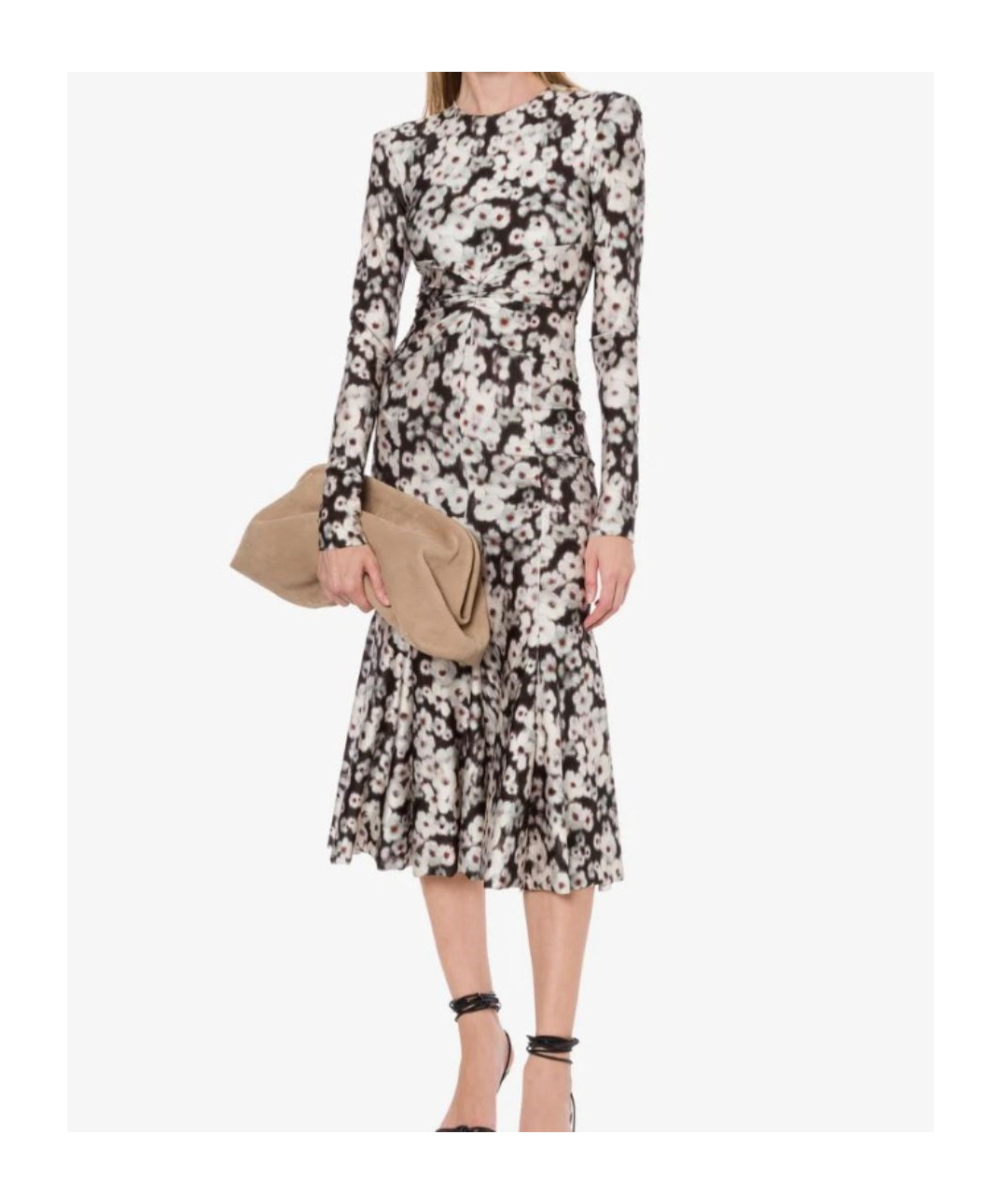 Shop Philosophy Di Lorenzo Serafini Flower Printed Crewneck Midi Dress In Gray