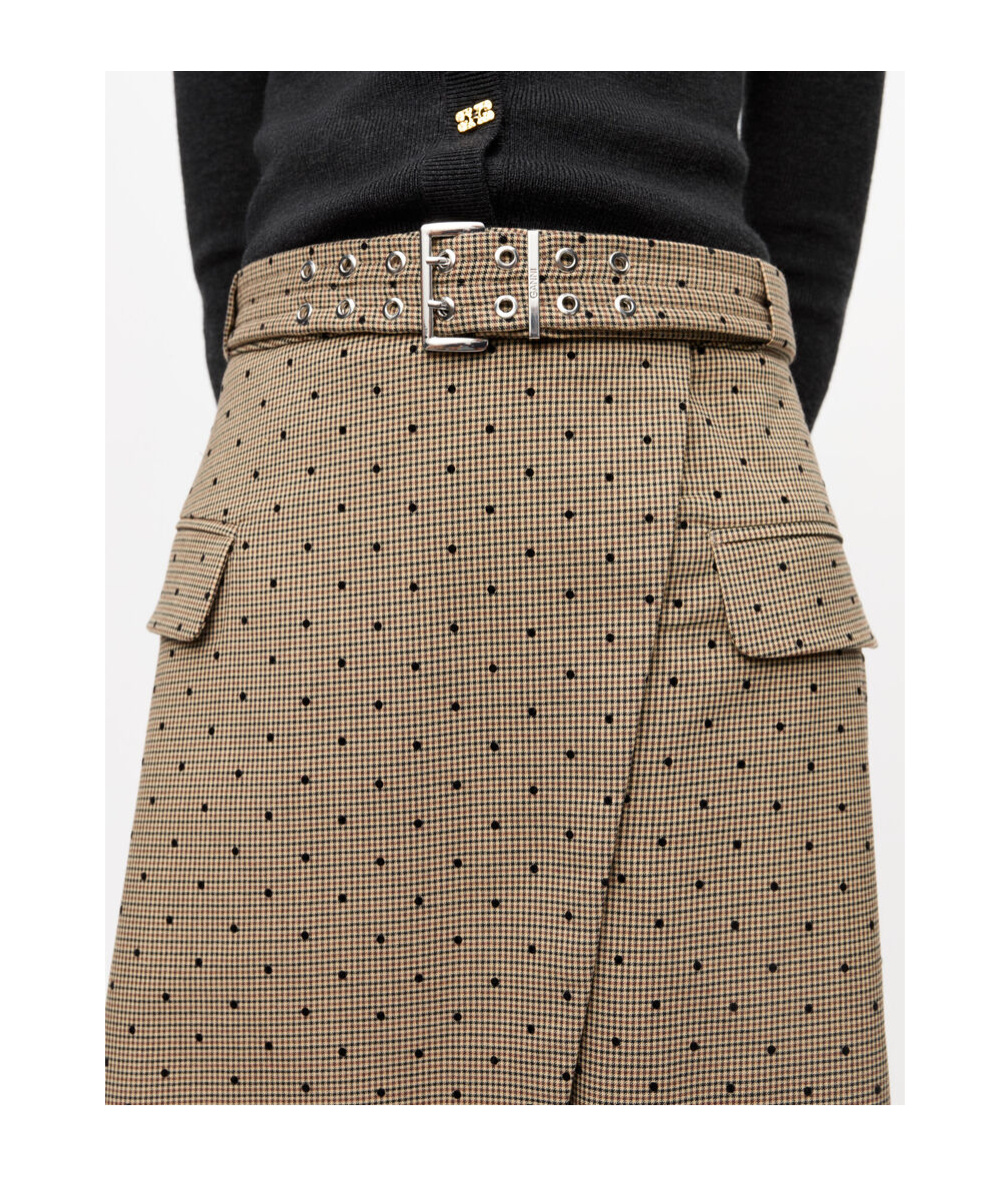 Ganni Polka Dot-print Skirt In Nude