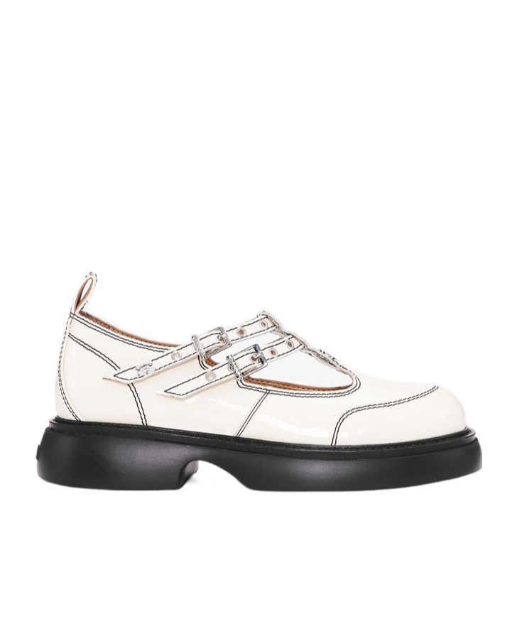 Ganni Off-white Mary Jane Loafers In White