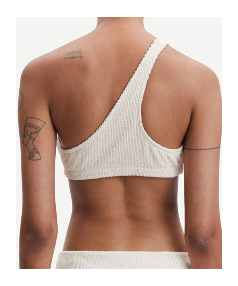 Samsoe & Samsoe Asymmetric One Shoulder Bikini Top In Neutral