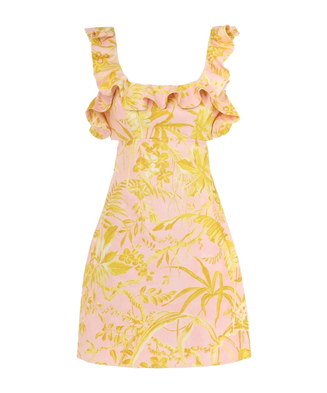 Shop Zimmermann Ruffled Mini Dress In Yellow