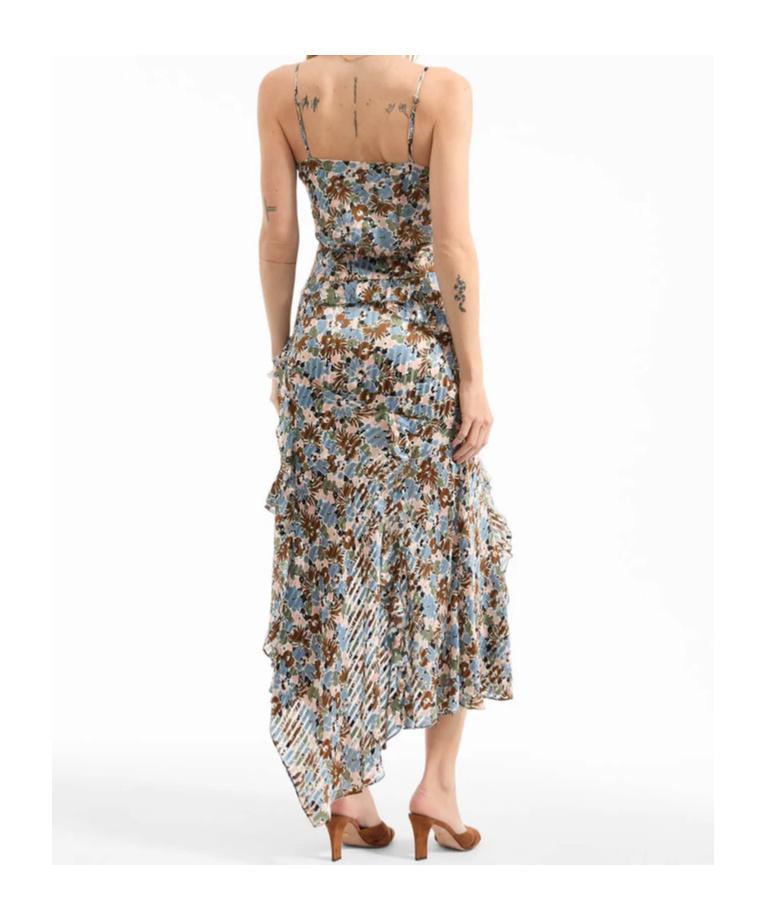 Veronica Beard Avenal Floral-print Silk Midi Dress In Multi