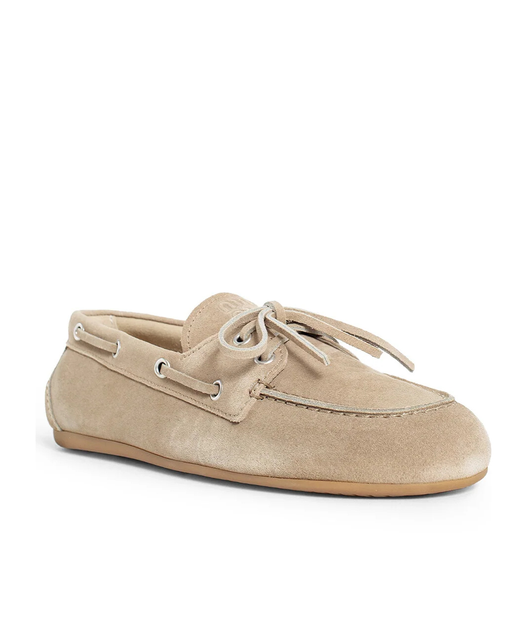 Miu Miu Round Head Loafer Shoes In Nude