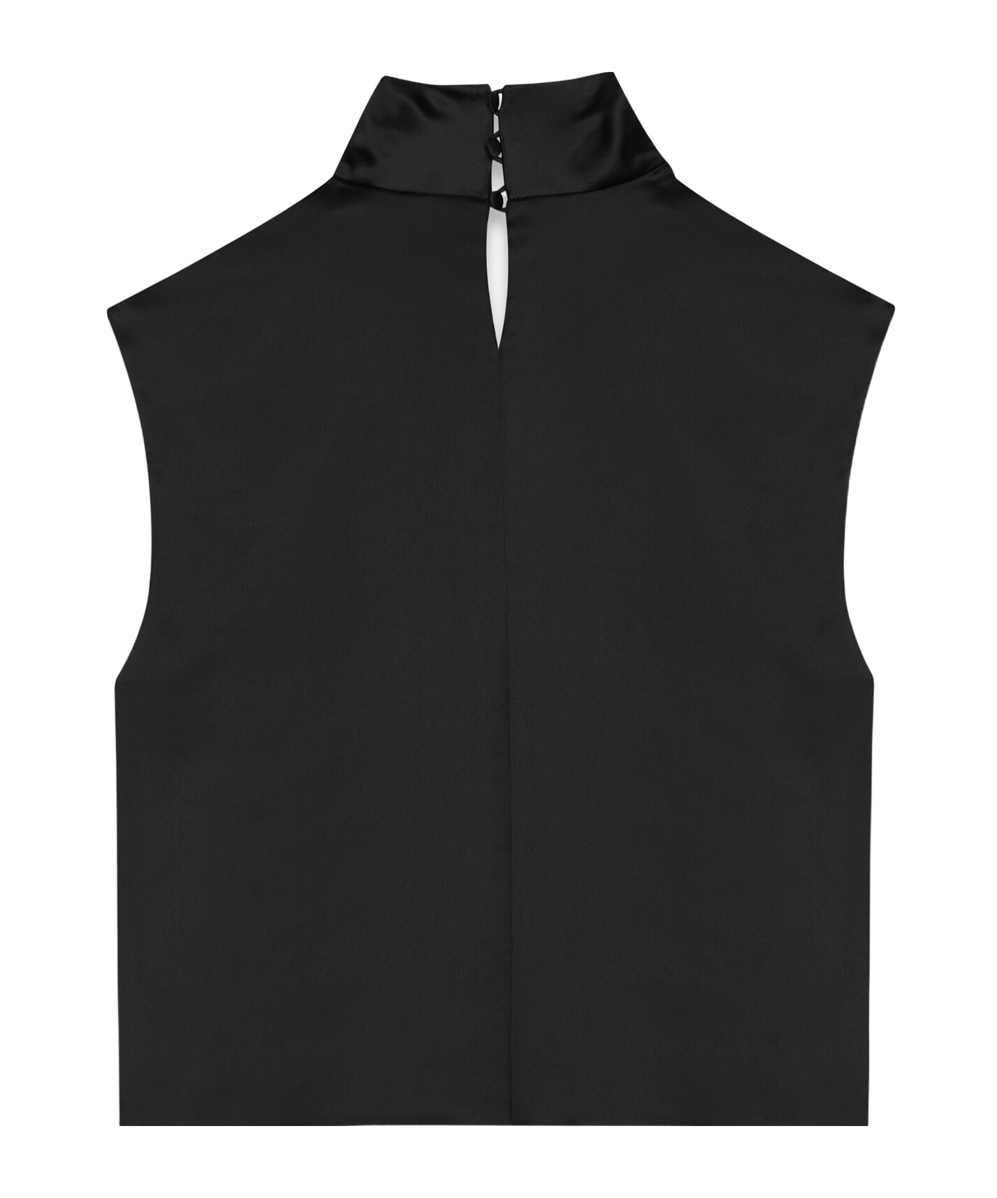Saint Laurent Cowl-neck Sleeveless Satin Crop Top In Black