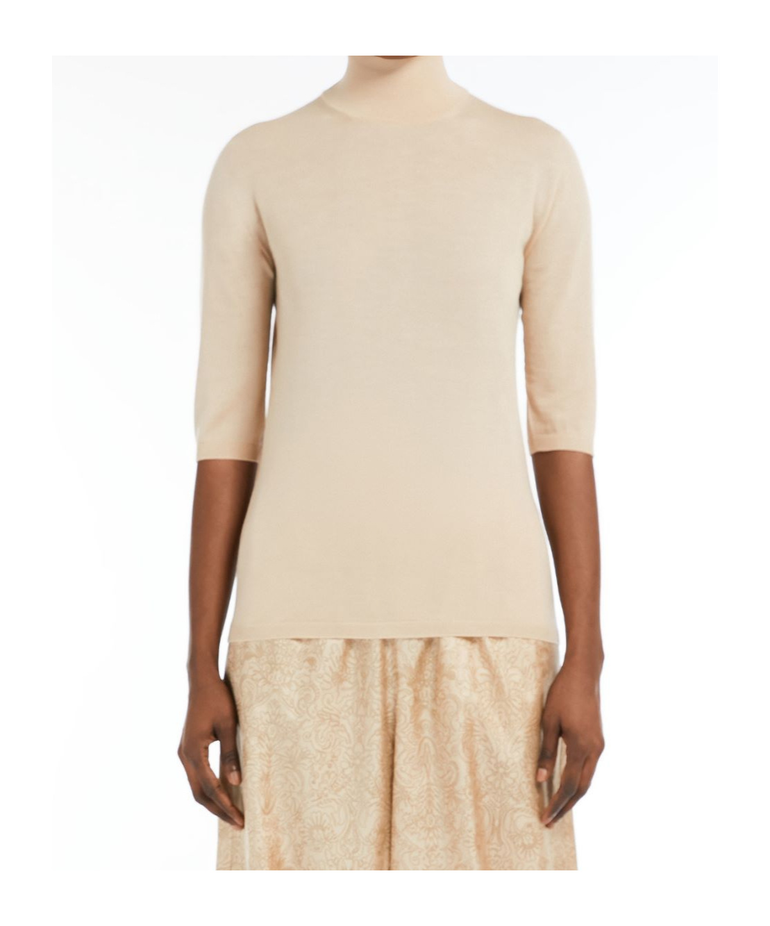 Max Mara Cecina Wool Knit Turtleneck Jumper In Nude