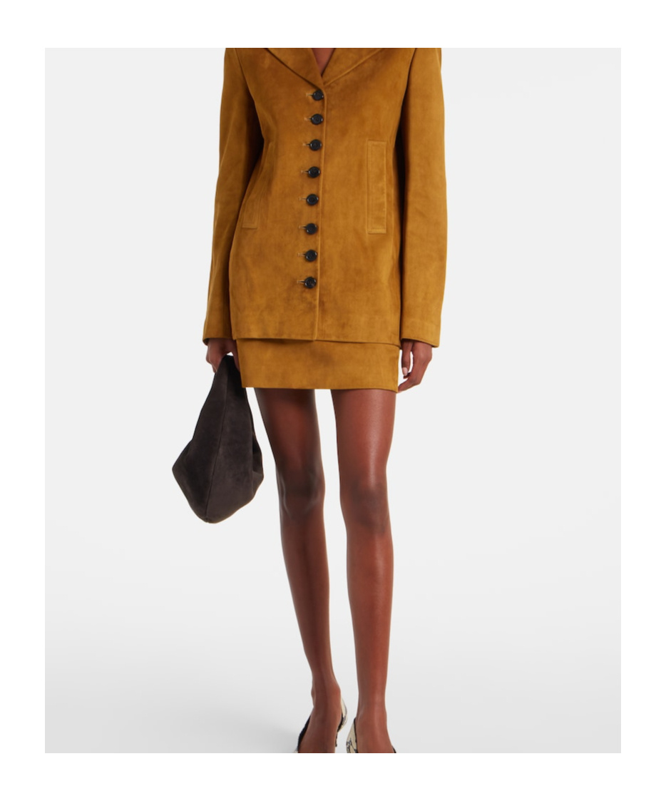 Khaite Jett Suede Miniskirt In Brown