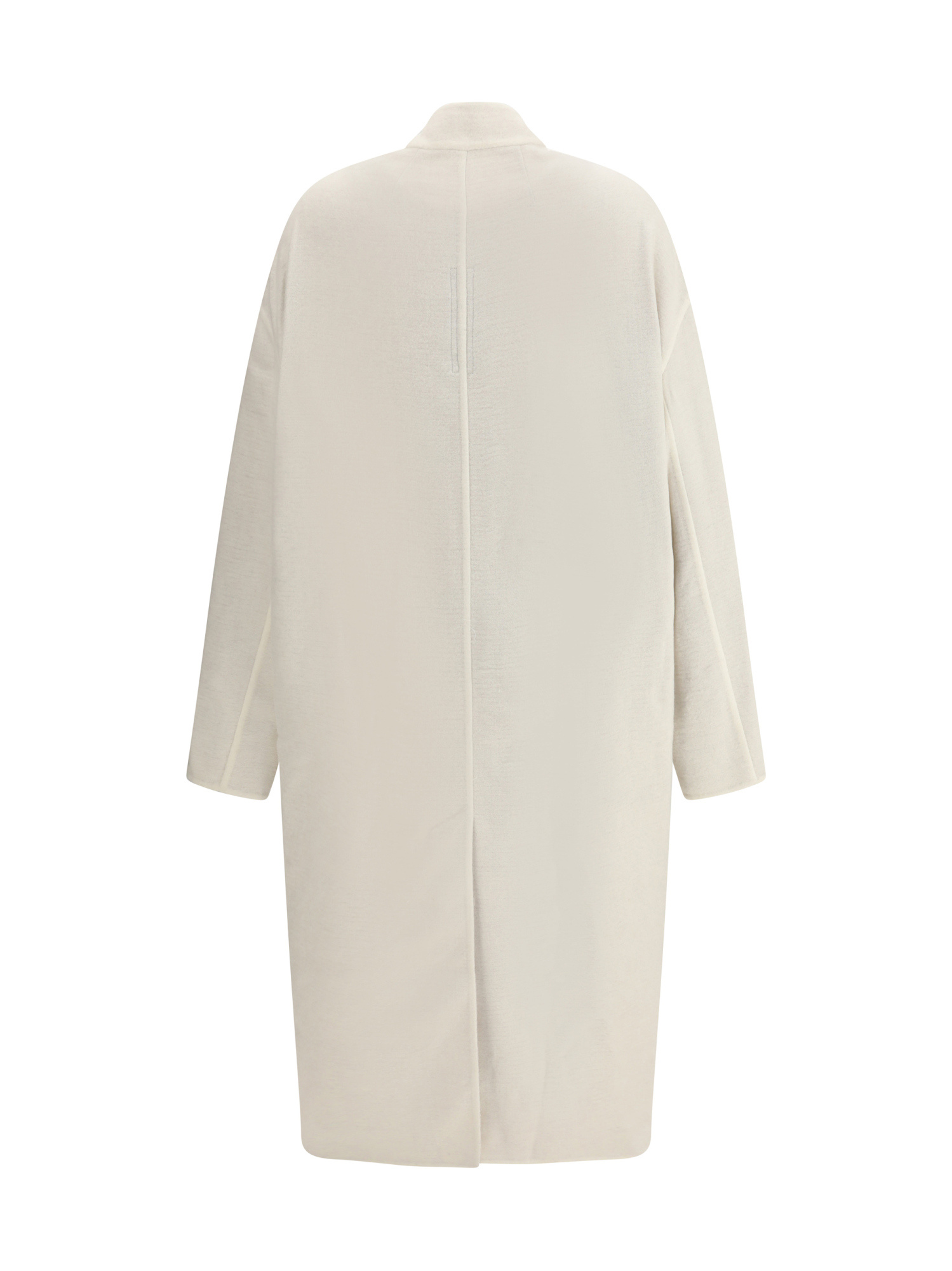 Rick Owens Asymmetric-overlap Long Coat In White