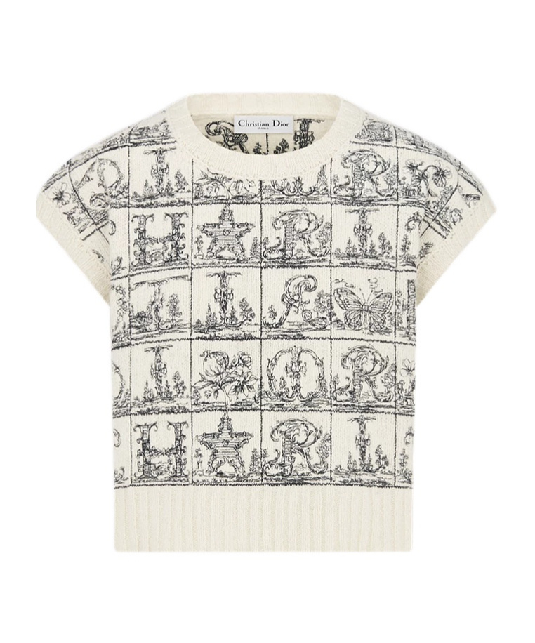 Dior Embroidered Sweater Vest In White