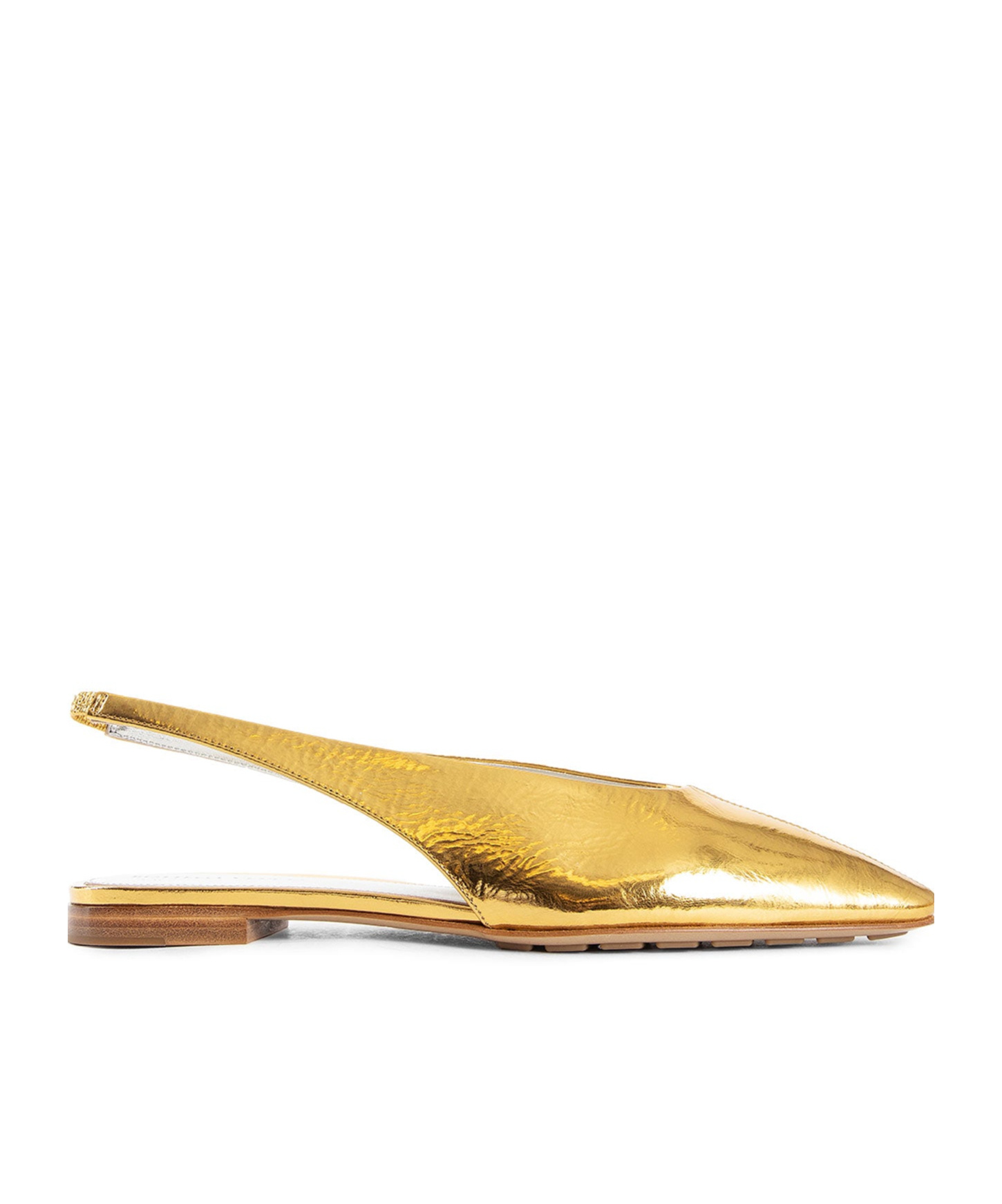 Bottega Veneta Metallic Leather Slingback Ballerina Flats In Golden