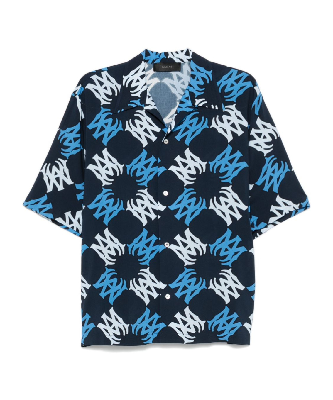 Amiri Blue Viscose Ma Quad Bowling Shirt In Black