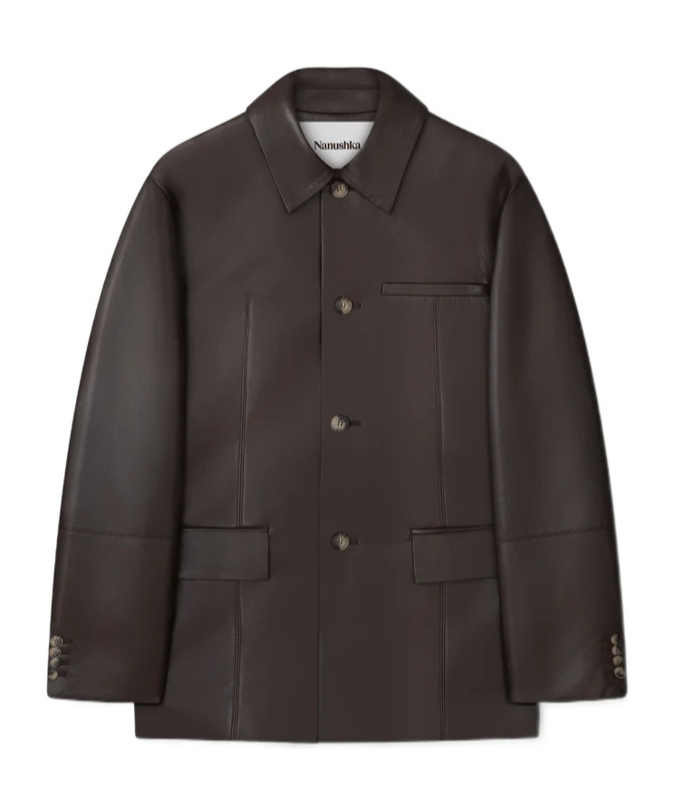 Nanushka Danick Pocket Leather Jacket In Black