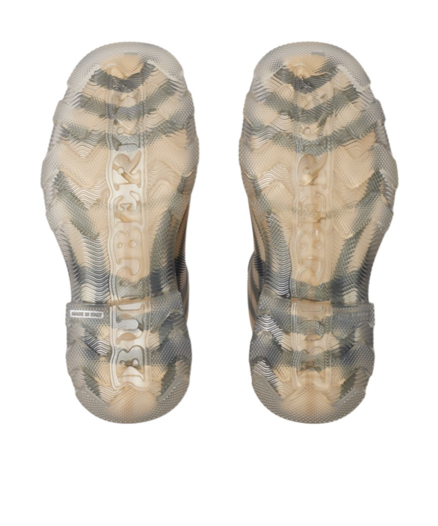 Burberry Beige Printed Rubber Ankle Boots In Nude