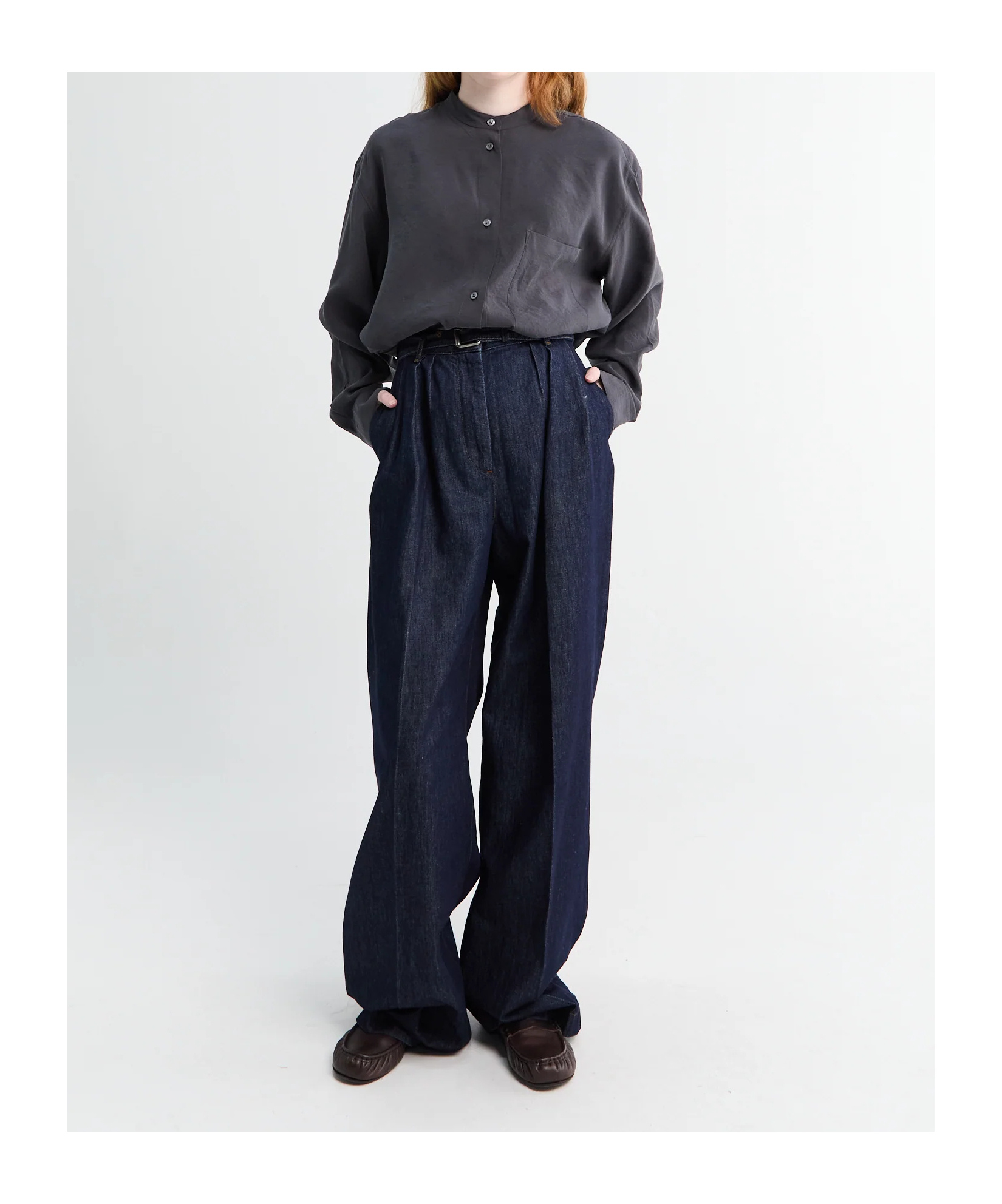 Dries Van Noten High Waist Wide Leg Belted Pleated Jeans In Blue