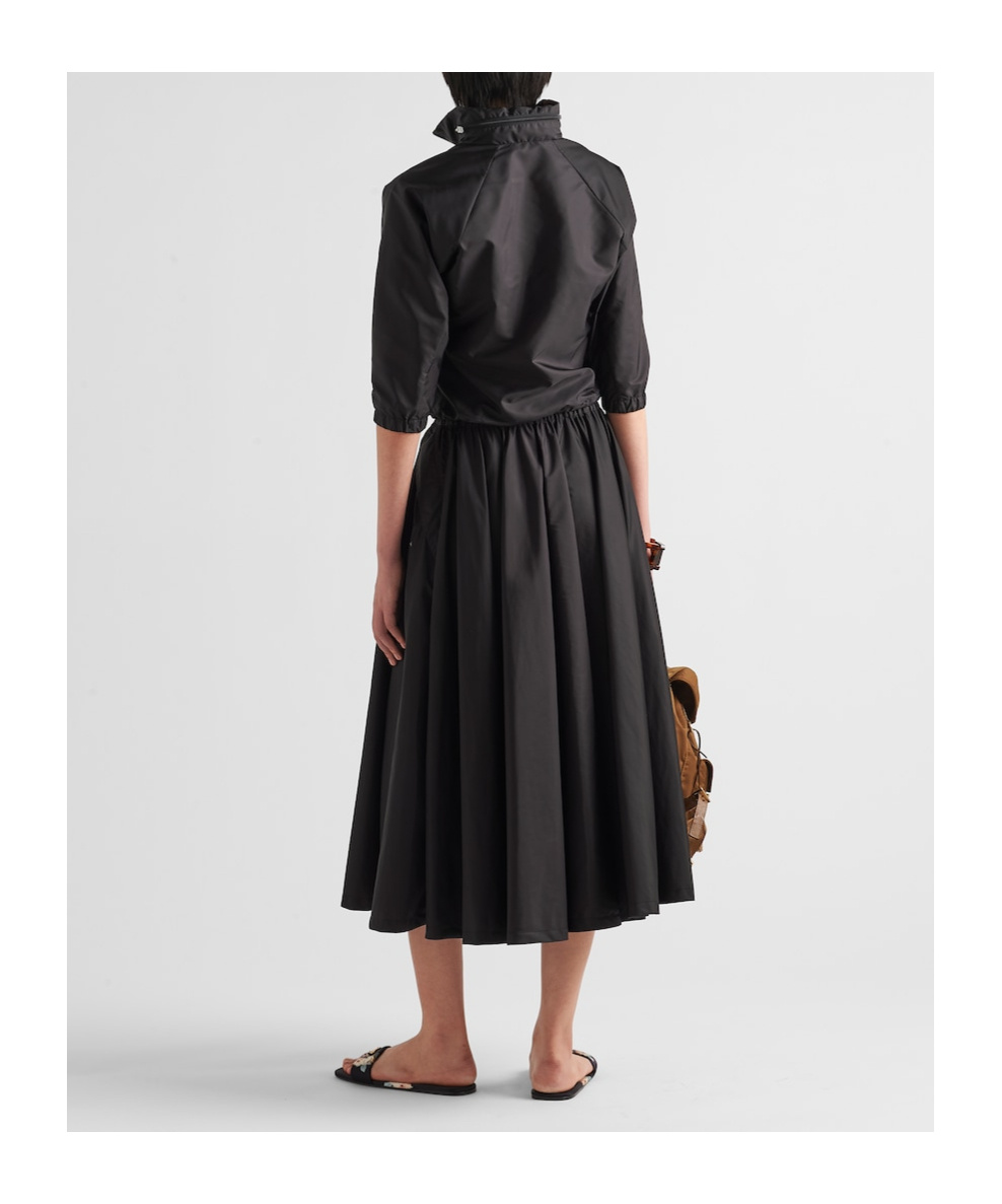 Prada Black Re-nylon Midi Skirt In Black