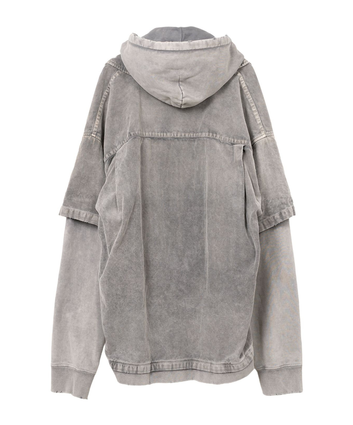 Miharayasuhiro Corduroy Hooded Layered Shirt In Gray