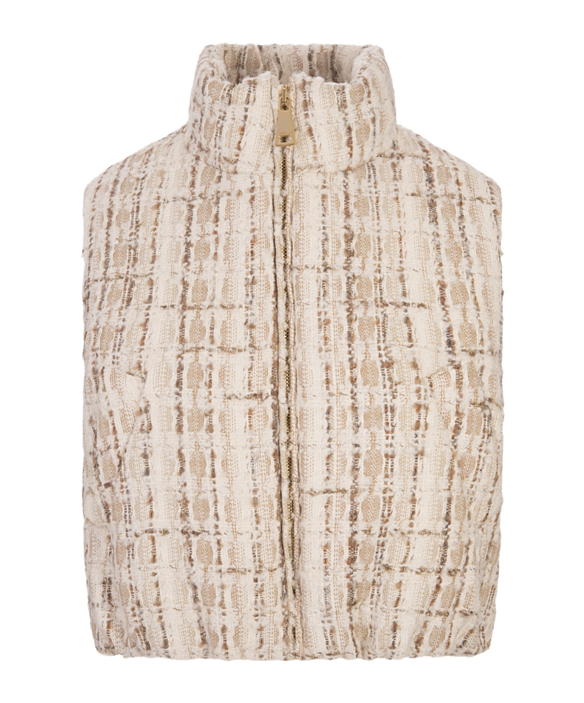 Khrisjoy Beige Tweed Joy Cropped Vest In Nude