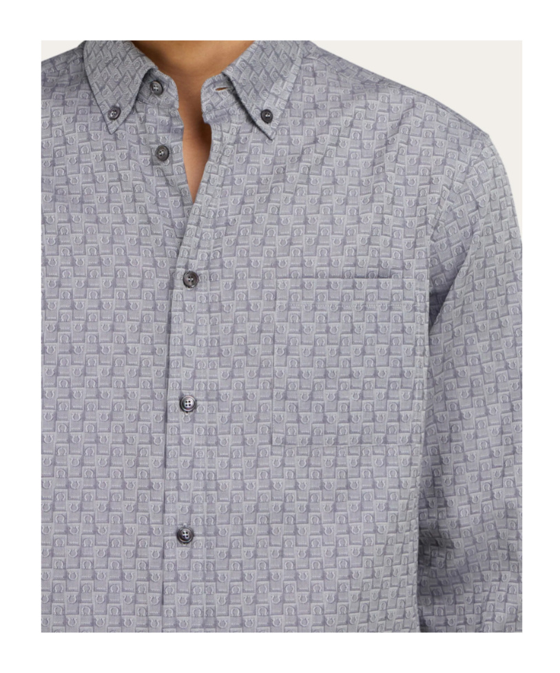 Ferragamo Monogram Shirt In Gray