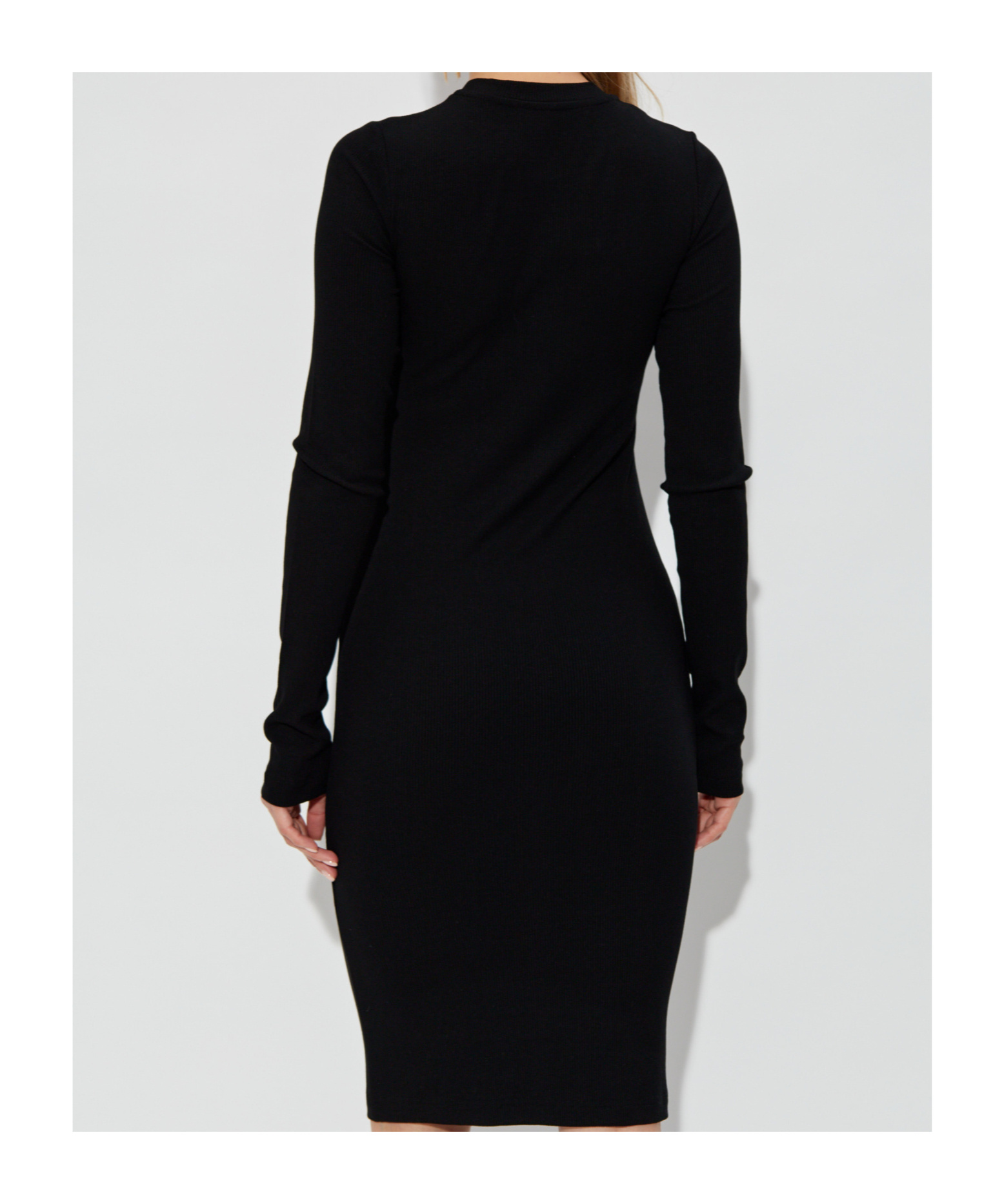 Moschino Logo-print Long-sleeved Knee-length Dress In Black